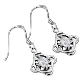 Clear CZ Celtic Knot Silver Earrings