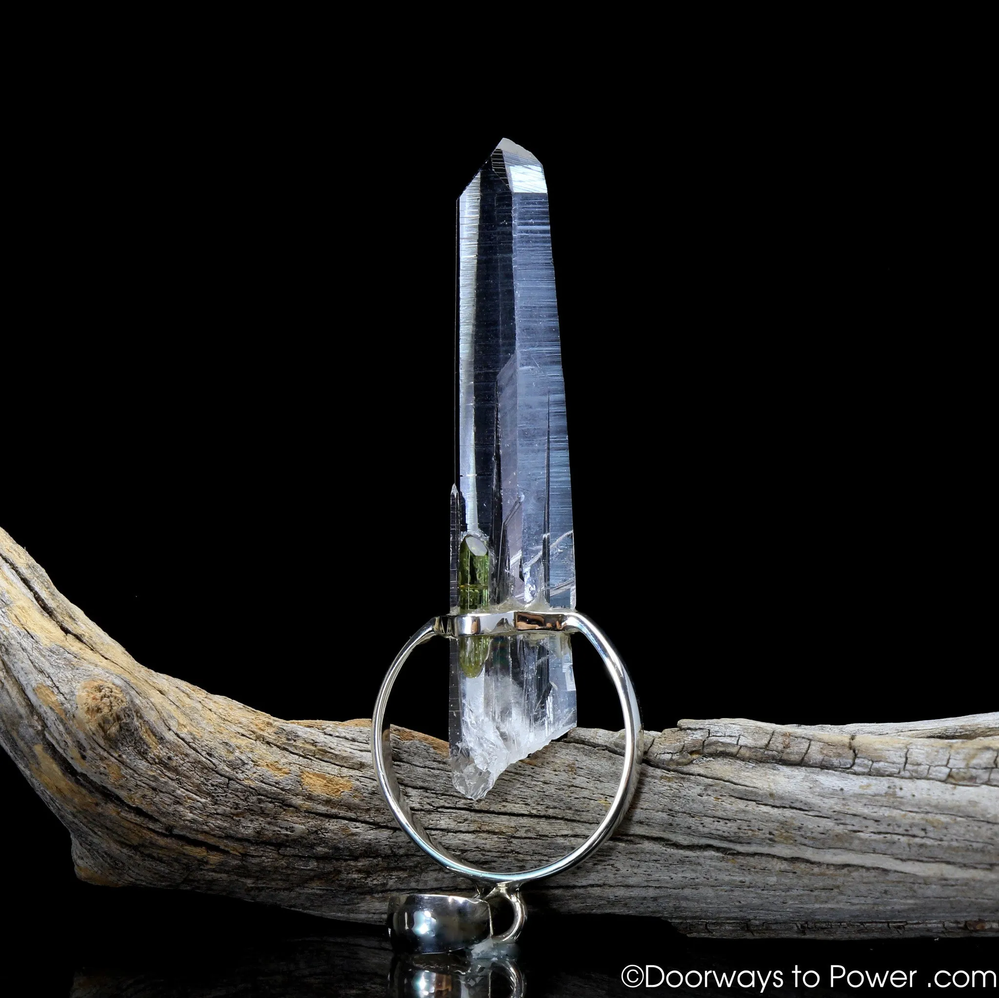 Colombian Lemurian & Green Tourmaline Crystal Pendant