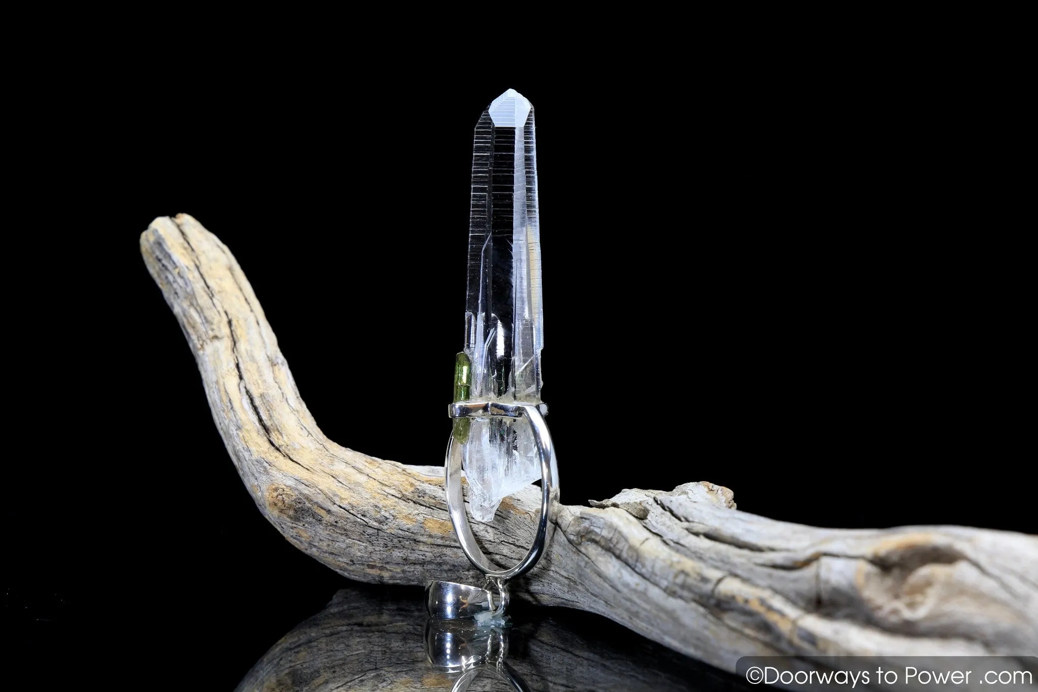 Colombian Lemurian & Green Tourmaline Crystal Pendant