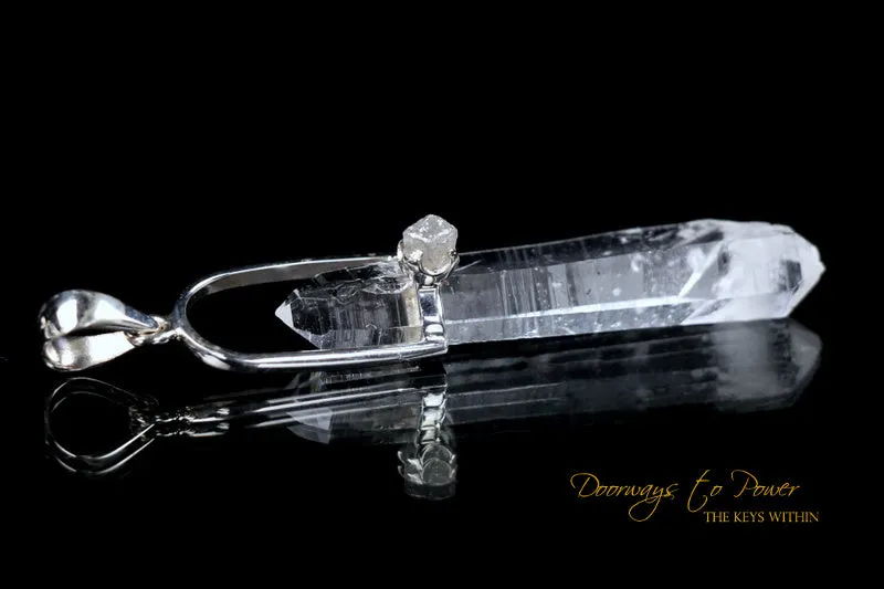 Colombian Lemurian Seed Diamond Crystal Pendant .925 SS