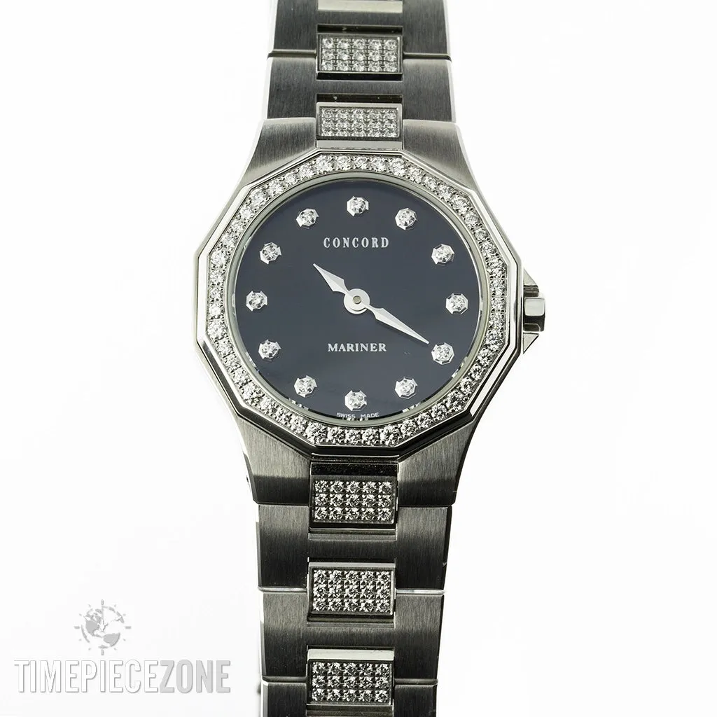 Concord Mariner Watch Black Dial Diamonds 26mm Quartz (FINAL SALE)