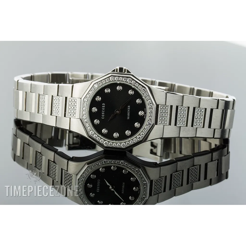 Concord Mariner Watch Black Dial Diamonds 26mm Quartz (FINAL SALE)