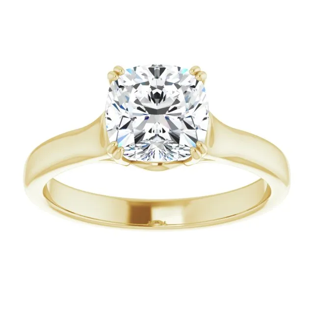 Cubic Zirconia Engagement Ring- The Alissa (Customizable Cushion Cut Solitaire with Under-trellis Design)