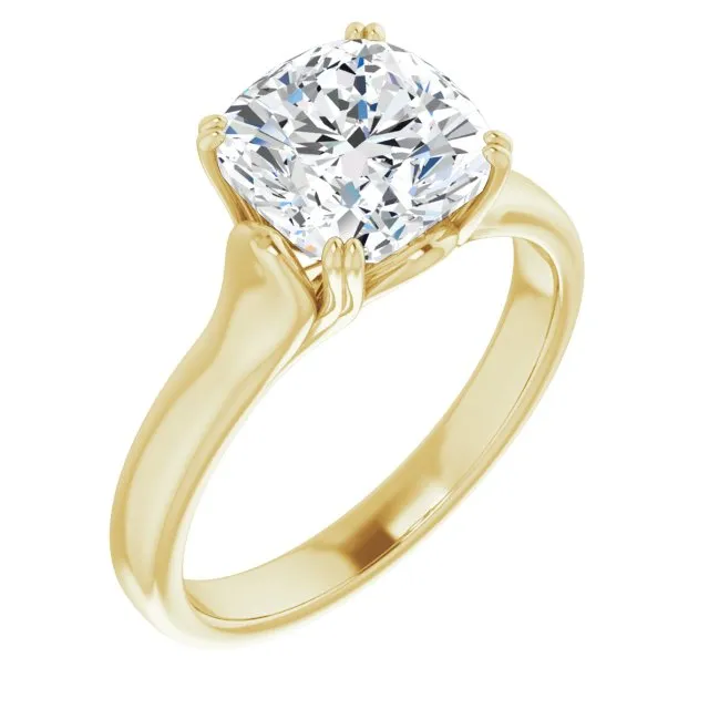 Cubic Zirconia Engagement Ring- The Alissa (Customizable Cushion Cut Solitaire with Under-trellis Design)