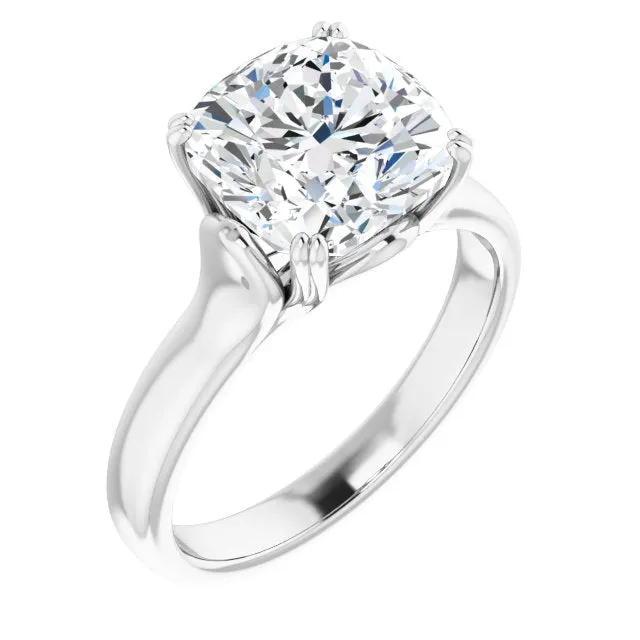 Cubic Zirconia Engagement Ring- The Alissa (Customizable Cushion Cut Solitaire with Under-trellis Design)