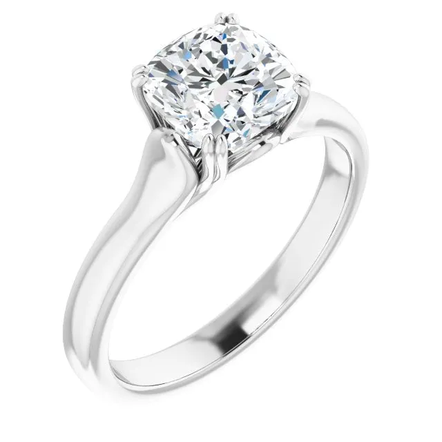 Cubic Zirconia Engagement Ring- The Alissa (Customizable Cushion Cut Solitaire with Under-trellis Design)