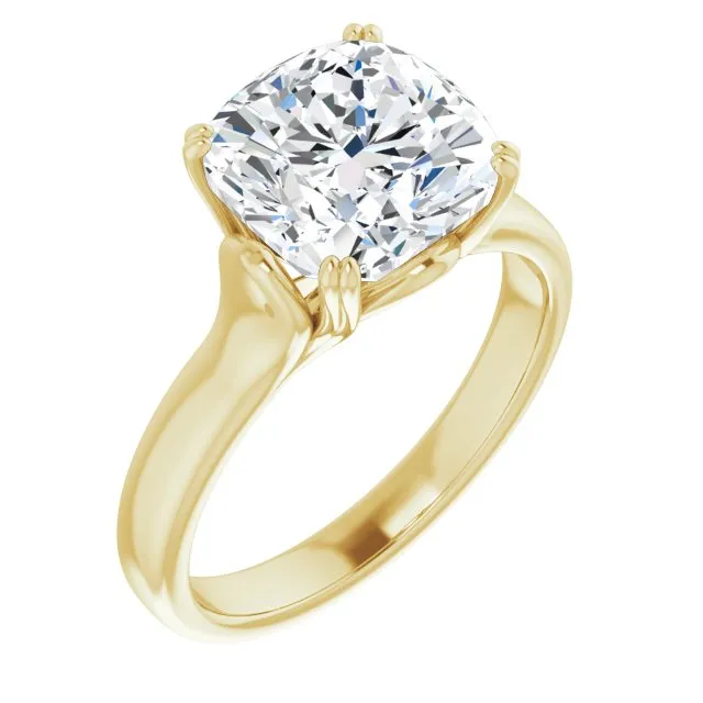 Cubic Zirconia Engagement Ring- The Alissa (Customizable Cushion Cut Solitaire with Under-trellis Design)