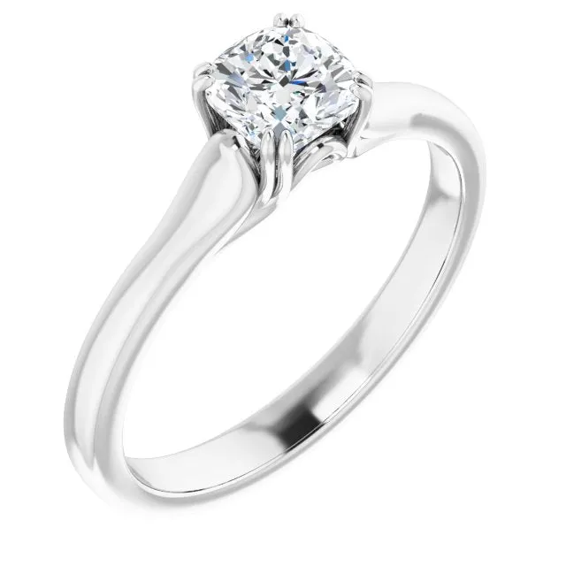 Cubic Zirconia Engagement Ring- The Alissa (Customizable Cushion Cut Solitaire with Under-trellis Design)