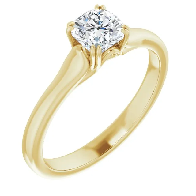 Cubic Zirconia Engagement Ring- The Alissa (Customizable Cushion Cut Solitaire with Under-trellis Design)