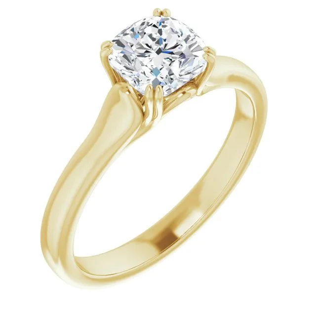 Cubic Zirconia Engagement Ring- The Alissa (Customizable Cushion Cut Solitaire with Under-trellis Design)