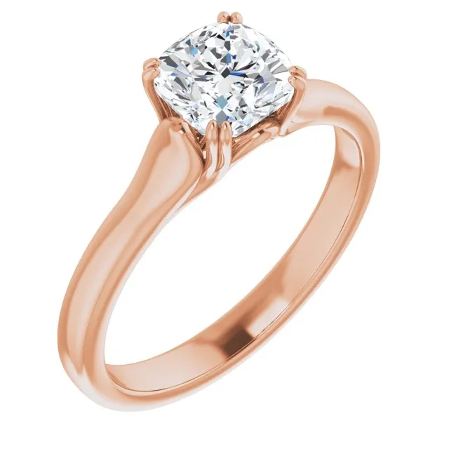 Cubic Zirconia Engagement Ring- The Alissa (Customizable Cushion Cut Solitaire with Under-trellis Design)