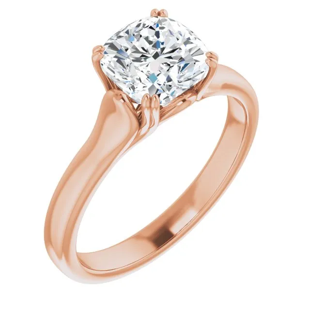 Cubic Zirconia Engagement Ring- The Alissa (Customizable Cushion Cut Solitaire with Under-trellis Design)