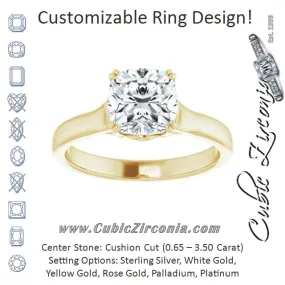 Cubic Zirconia Engagement Ring- The Alissa (Customizable Cushion Cut Solitaire with Under-trellis Design)