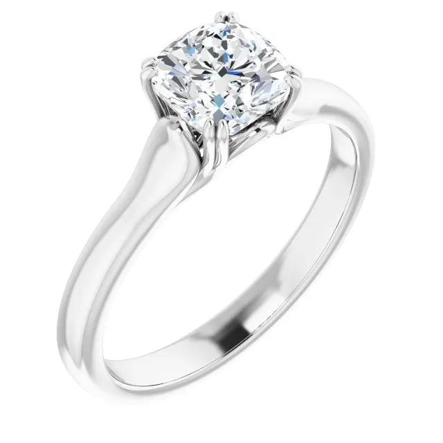 Cubic Zirconia Engagement Ring- The Alissa (Customizable Cushion Cut Solitaire with Under-trellis Design)