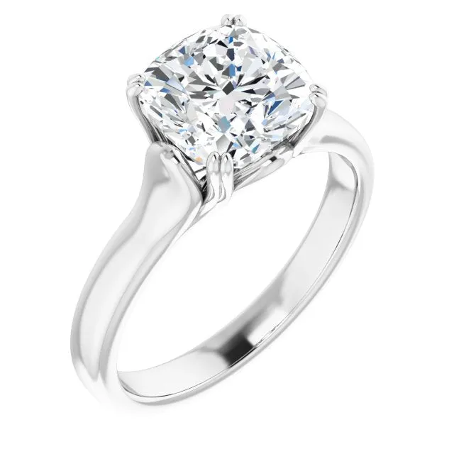 Cubic Zirconia Engagement Ring- The Alissa (Customizable Cushion Cut Solitaire with Under-trellis Design)