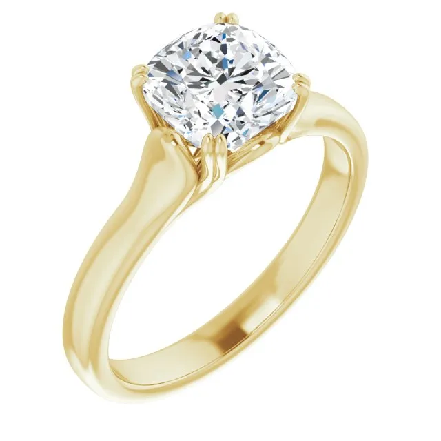 Cubic Zirconia Engagement Ring- The Alissa (Customizable Cushion Cut Solitaire with Under-trellis Design)