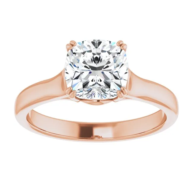 Cubic Zirconia Engagement Ring- The Alissa (Customizable Cushion Cut Solitaire with Under-trellis Design)