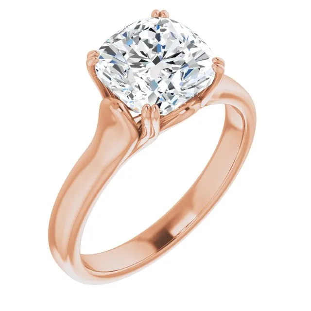 Cubic Zirconia Engagement Ring- The Alissa (Customizable Cushion Cut Solitaire with Under-trellis Design)