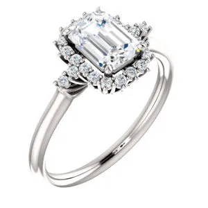 Cubic Zirconia Engagement Ring- The Amy Kiara (Customizable Emerald Cut)