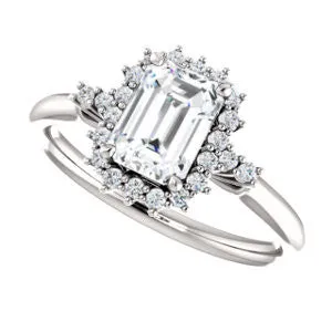 Cubic Zirconia Engagement Ring- The Amy Kiara (Customizable Emerald Cut)