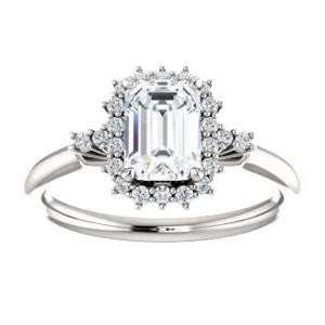 Cubic Zirconia Engagement Ring- The Amy Kiara (Customizable Emerald Cut)