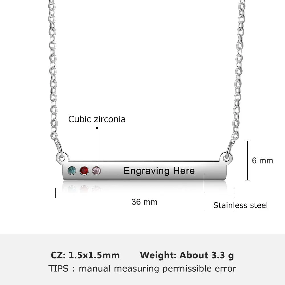 Custom Birthstone Stainless Steel Necklace