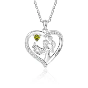 Custom Heart Necklace with Mother and Child