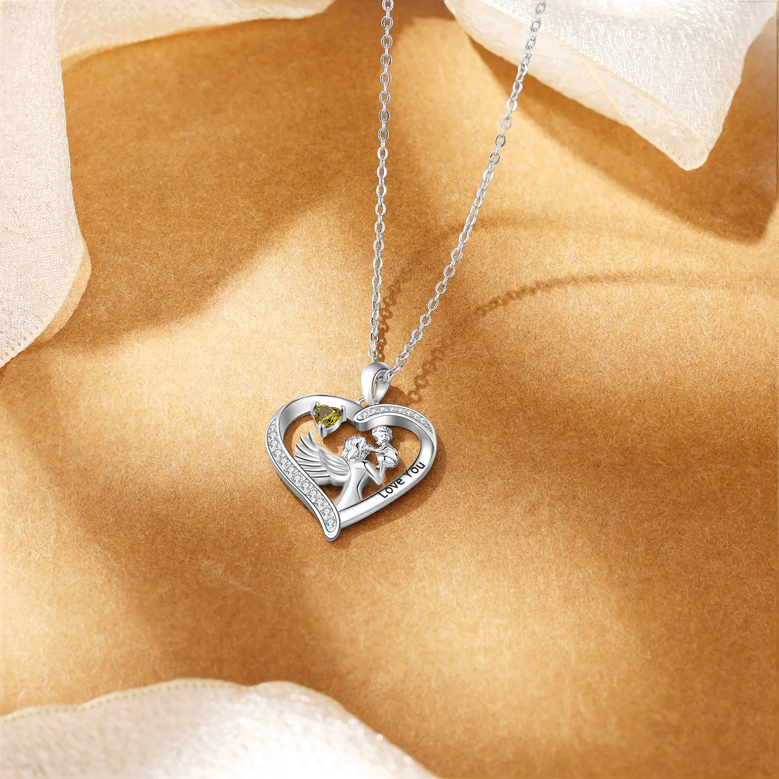 Custom Heart Necklace with Mother and Child