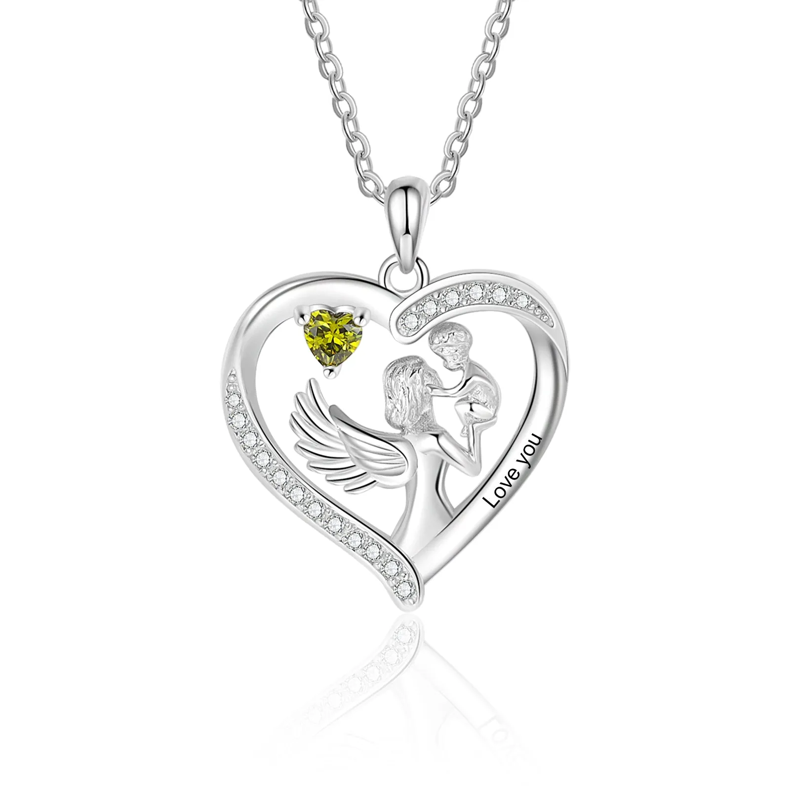 Custom Heart Necklace with Mother and Child