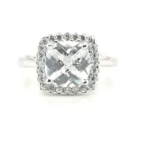 CZ square halo dress ring