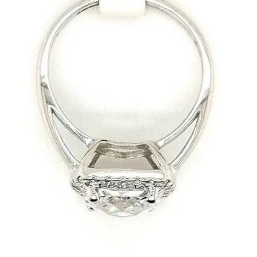 CZ square halo dress ring