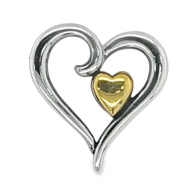 D1551 Big Heart Pendant With Smaller Gold Heart