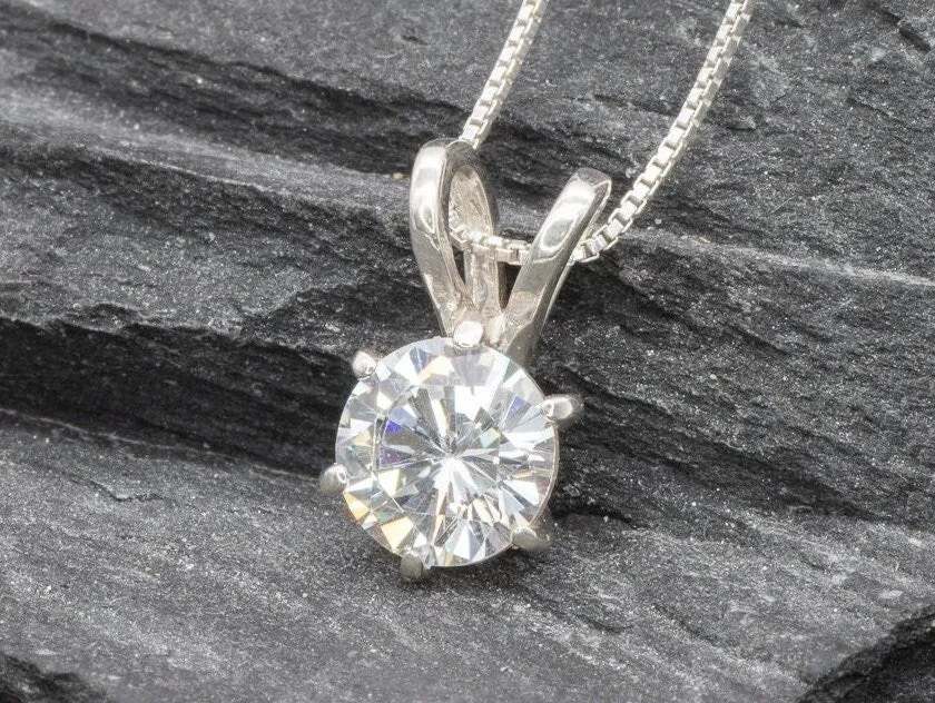 Dainty Diamond Pendant - Sparkly Bridal Necklace, CZ Diamond Pendant