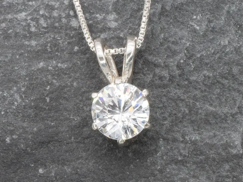 Dainty Diamond Pendant - Sparkly Bridal Necklace, CZ Diamond Pendant