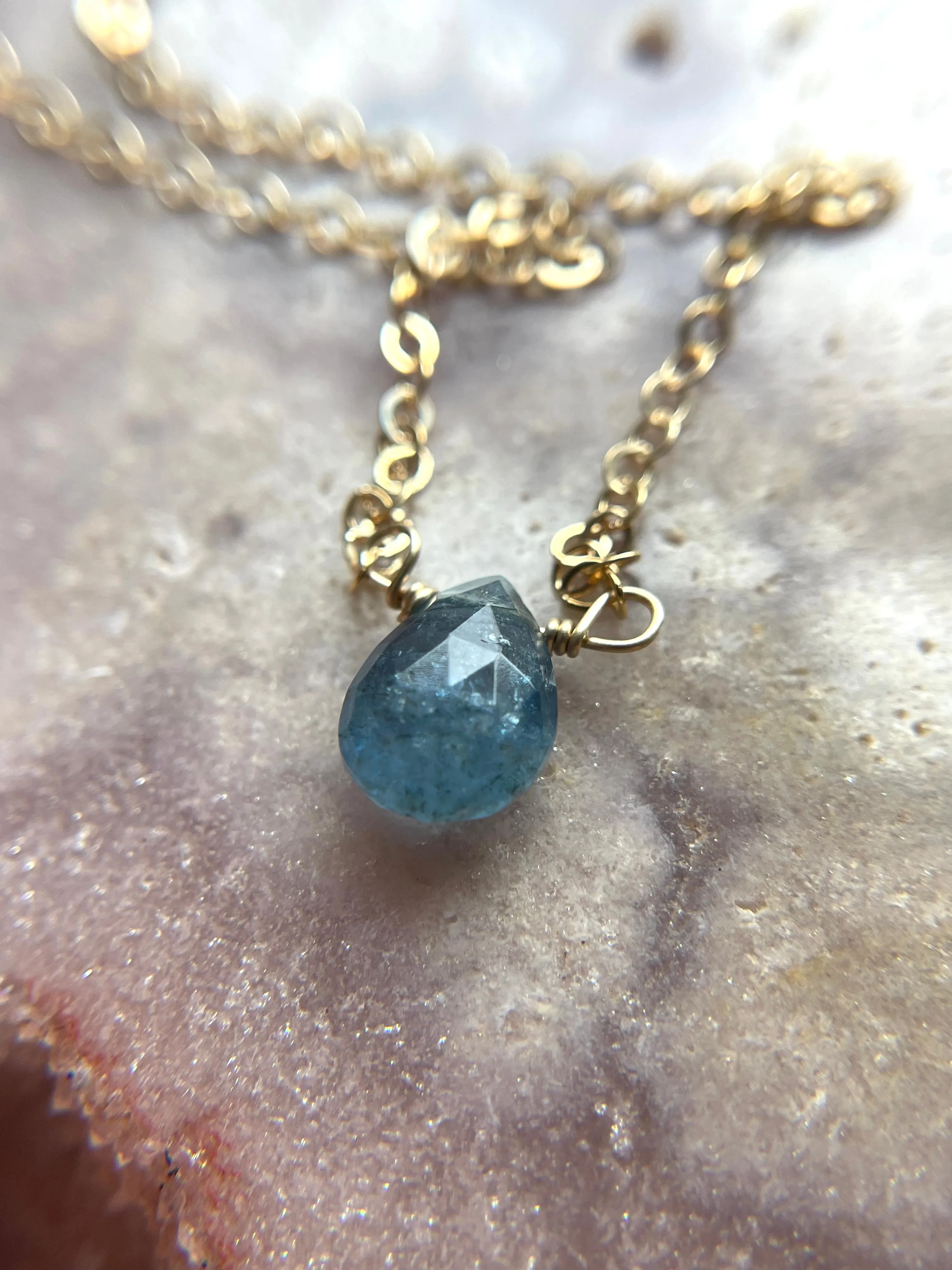 Dainty Moss Aquamarine Necklace March Birthstone Jewelry Gift For Women