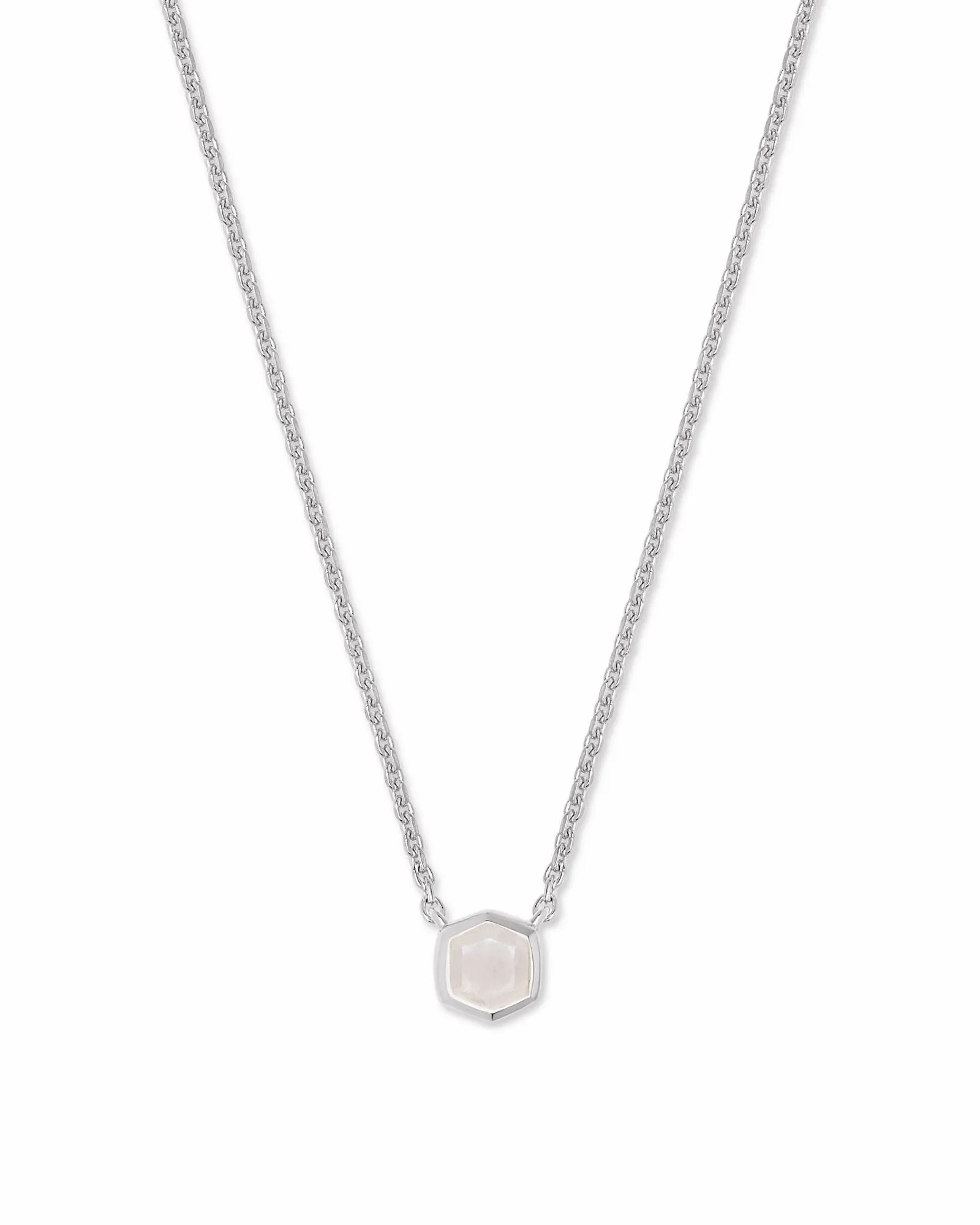 Davie Pendant Necklace in Sterling Silver Rainbow Moonstone