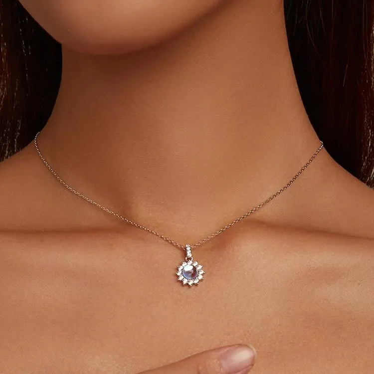 Dazzling Sunflower Moonstone Zircon Necklace