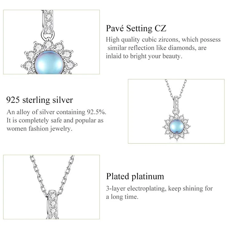 Dazzling Sunflower Moonstone Zircon Necklace