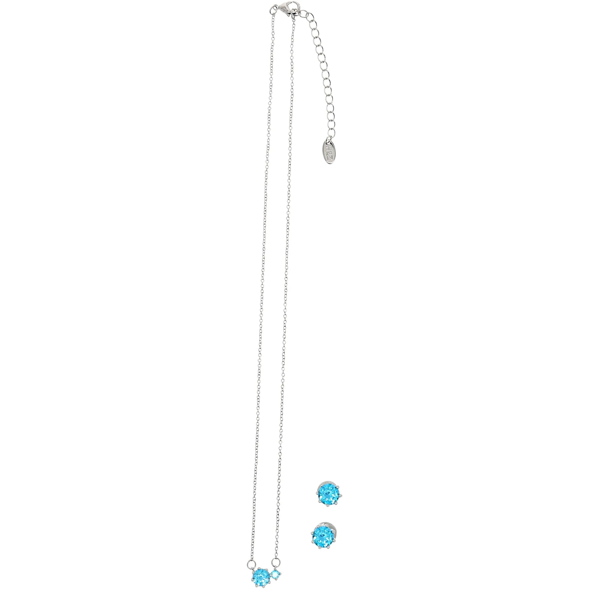 December Blue Topaz 16.5"-18.5" Birthstone Jewelry Gift Set