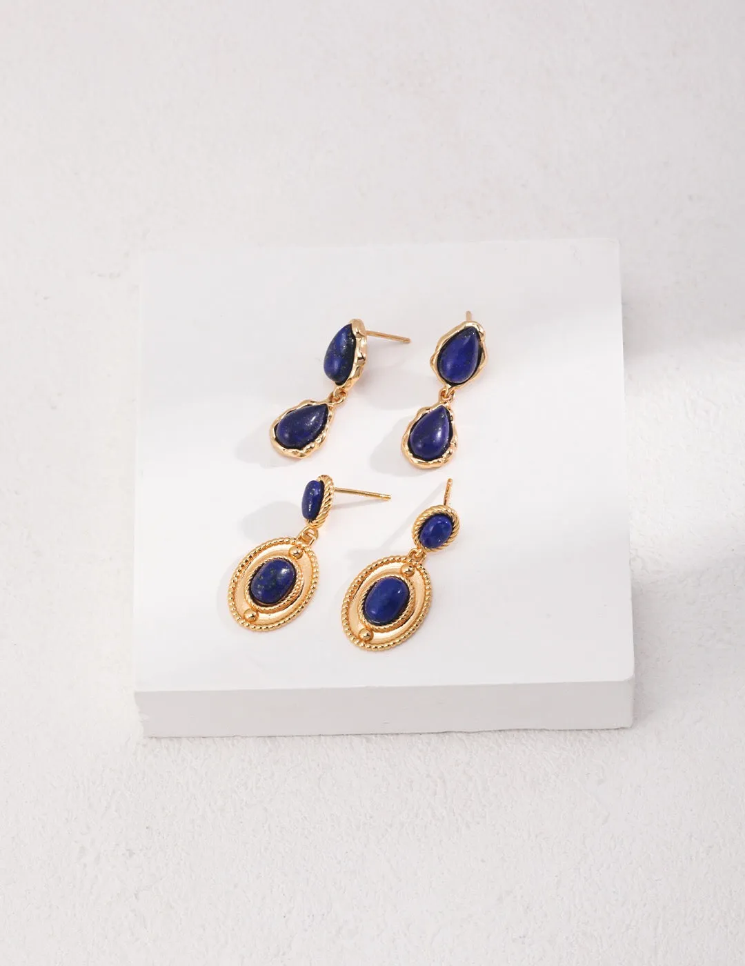 Deep Blue Lapis Drop Earrings