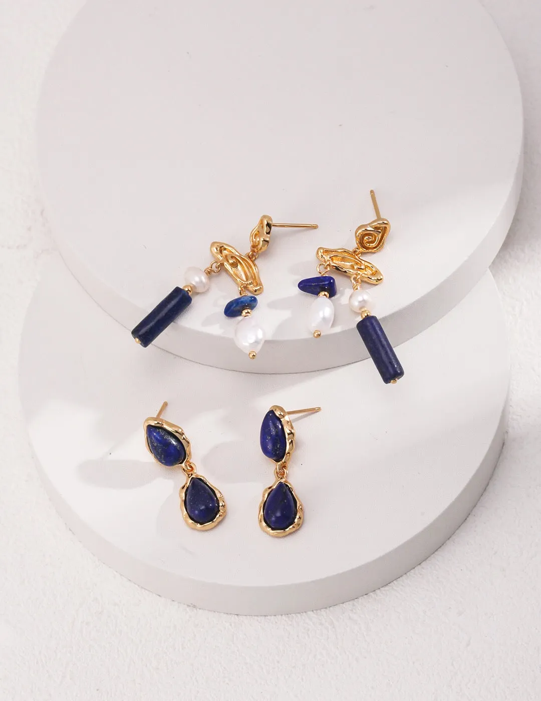 Deep Blue Lapis Drop Earrings