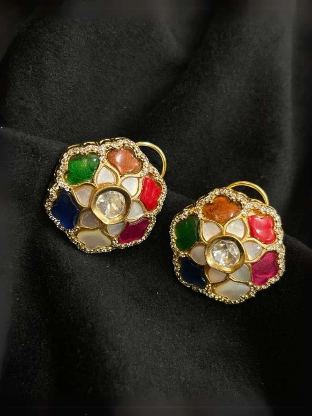 Designer Polki Stud Earrings