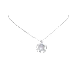 Diamond & moonstone turtle necklace