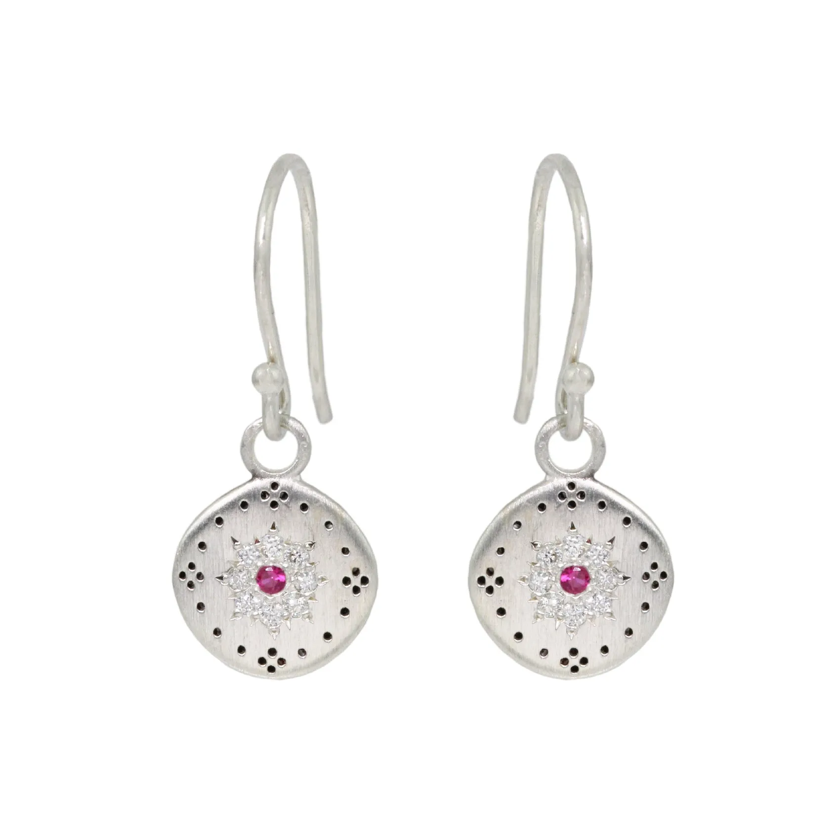 Diamond & Ruby Cluster Earrings