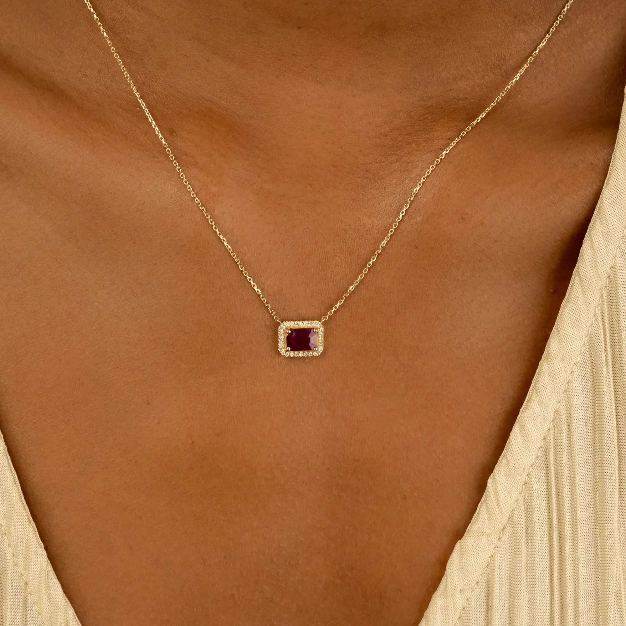 Diamond & Ruby Gold Necklace, Juliet