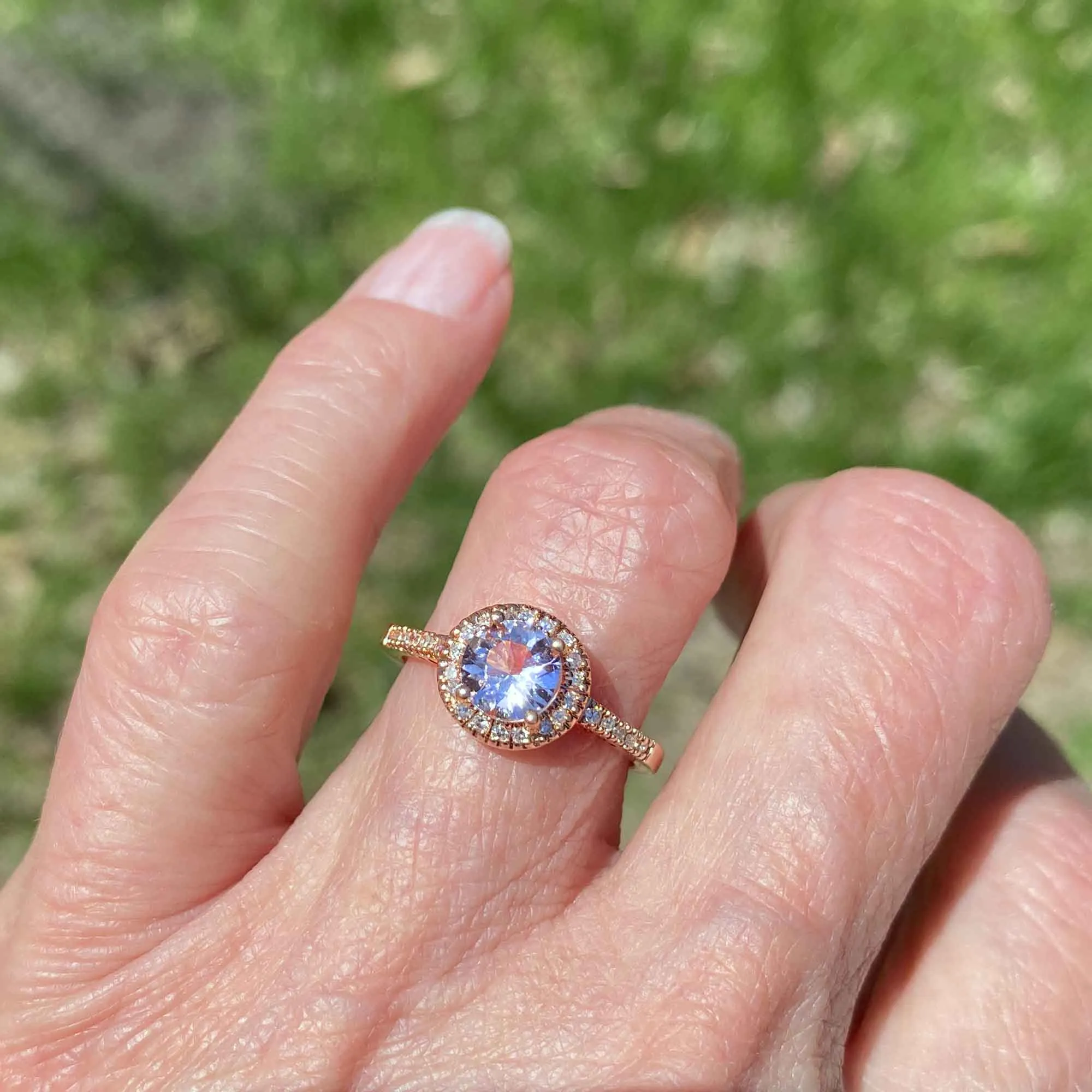 Diamond Halo Morganite Ring in 14K Rose Gold