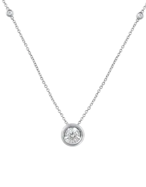 Diamond Necklace - 10ct White Gold Diamond Necklace- 768488