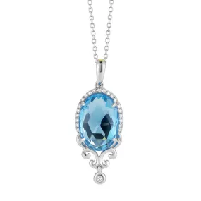 Diamond weight- .08  Blue Topaz weight- 3.95 (w/o chain)