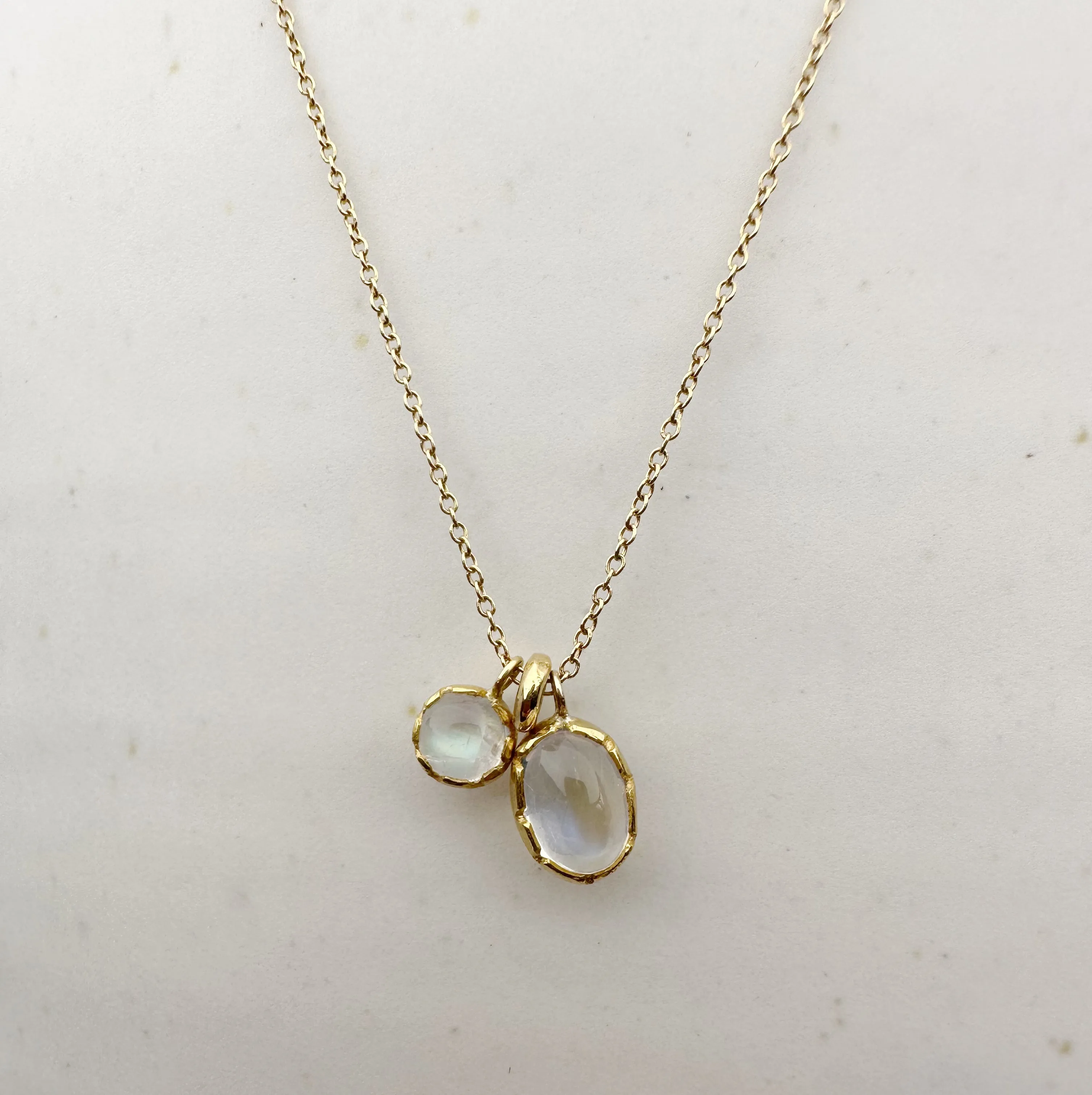 Double Moonstone Petal Necklace