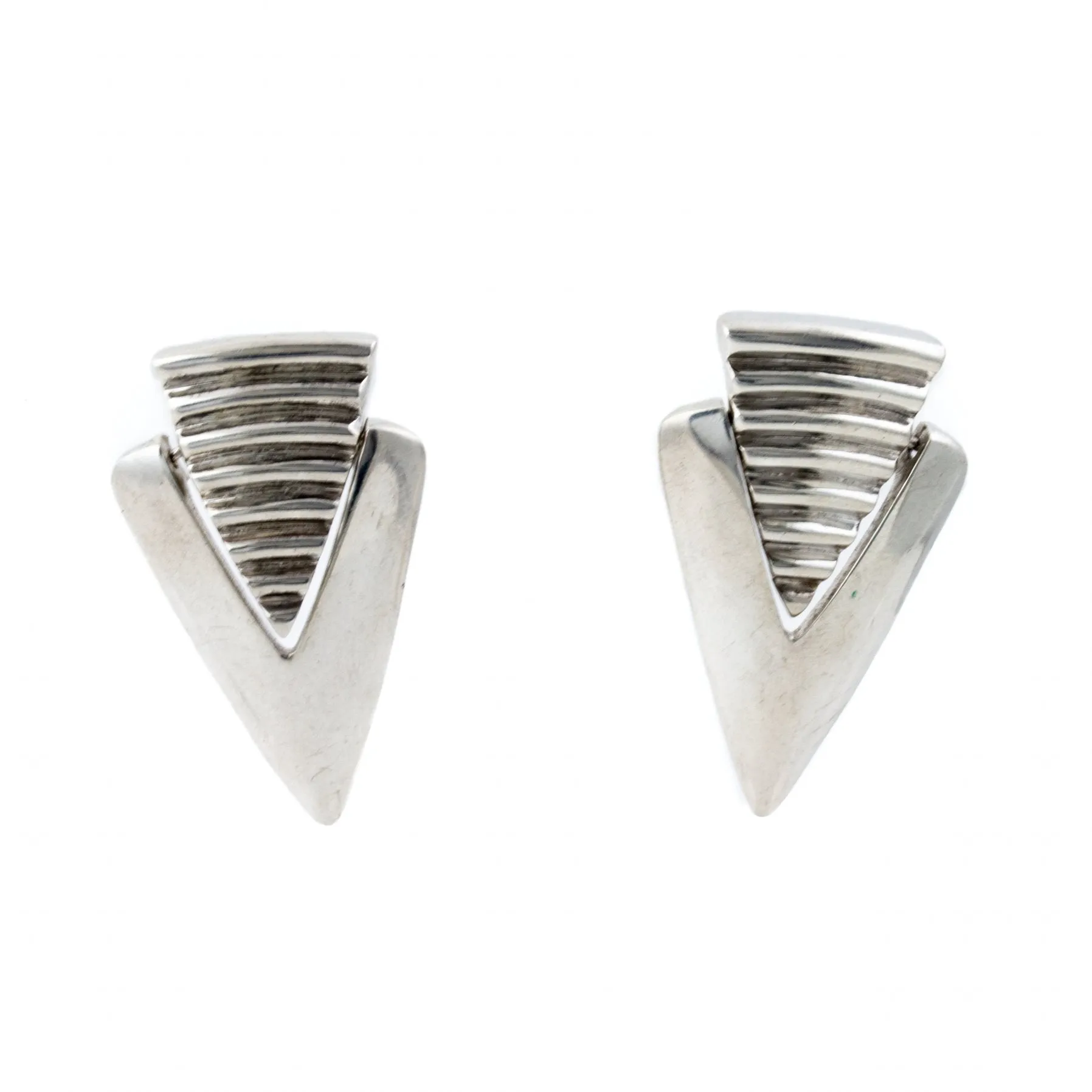 Dual Textured Silver Drop Earrings